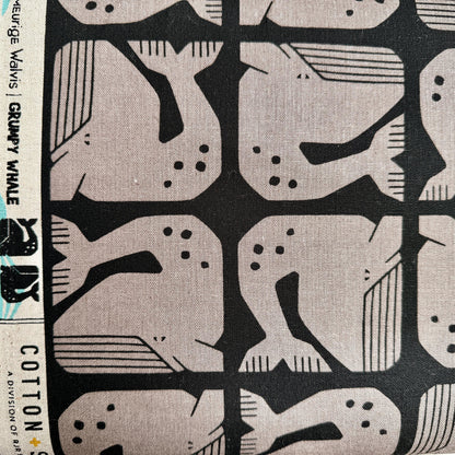 By the Seaside II -Grumpy Whale-Black Unbleached Canvas-Loes Van Oosten-Cotton Steel