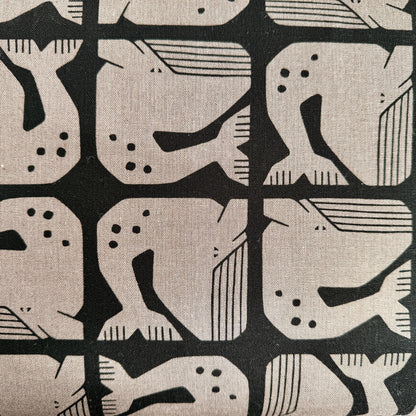 By the Seaside II -Grumpy Whale-Black Unbleached Canvas-Loes Van Oosten-Cotton Steel