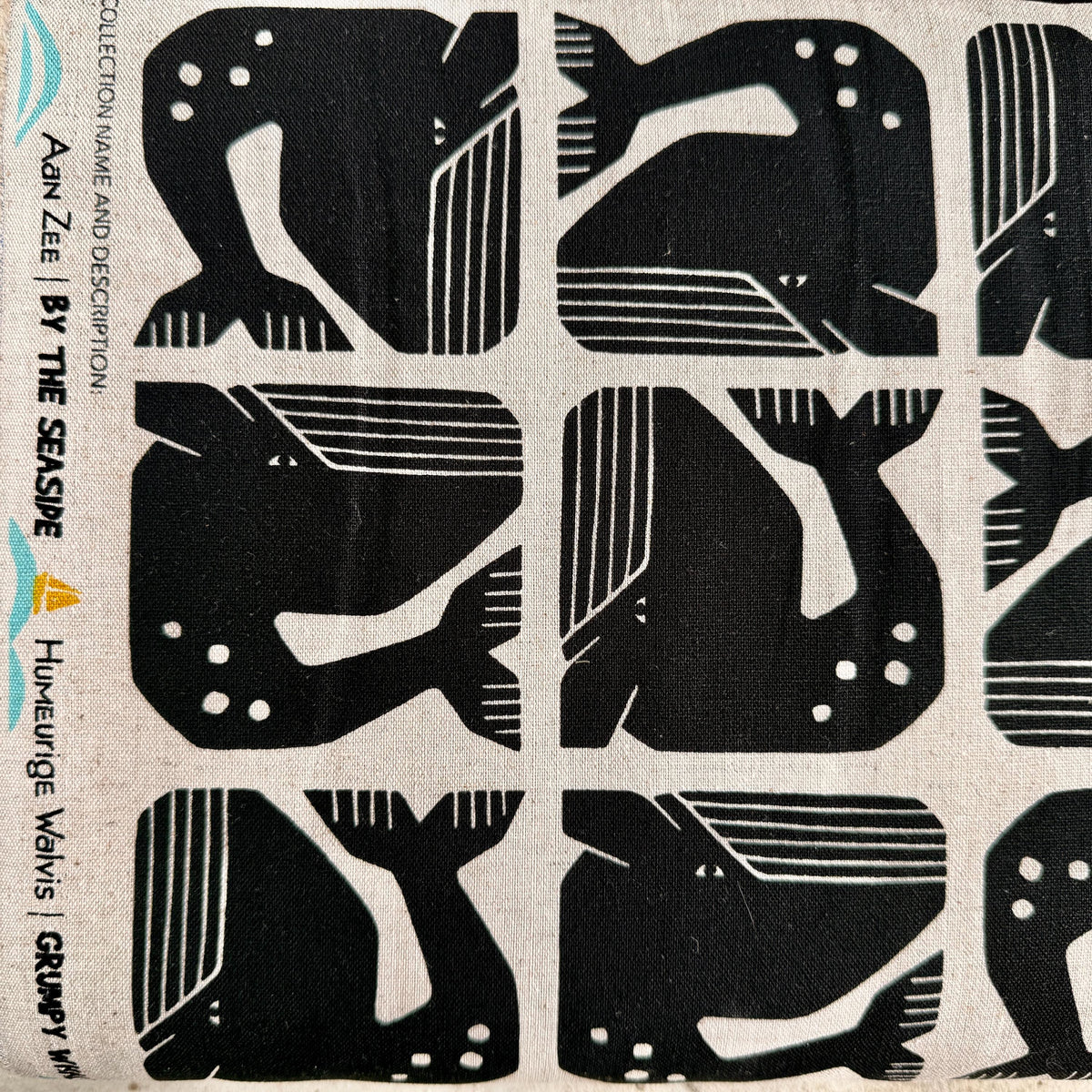 By the Seaside II-Grumpy Whale-Night Sky Unbleached Canvas-Loes Van Oosten-Cotton Steel