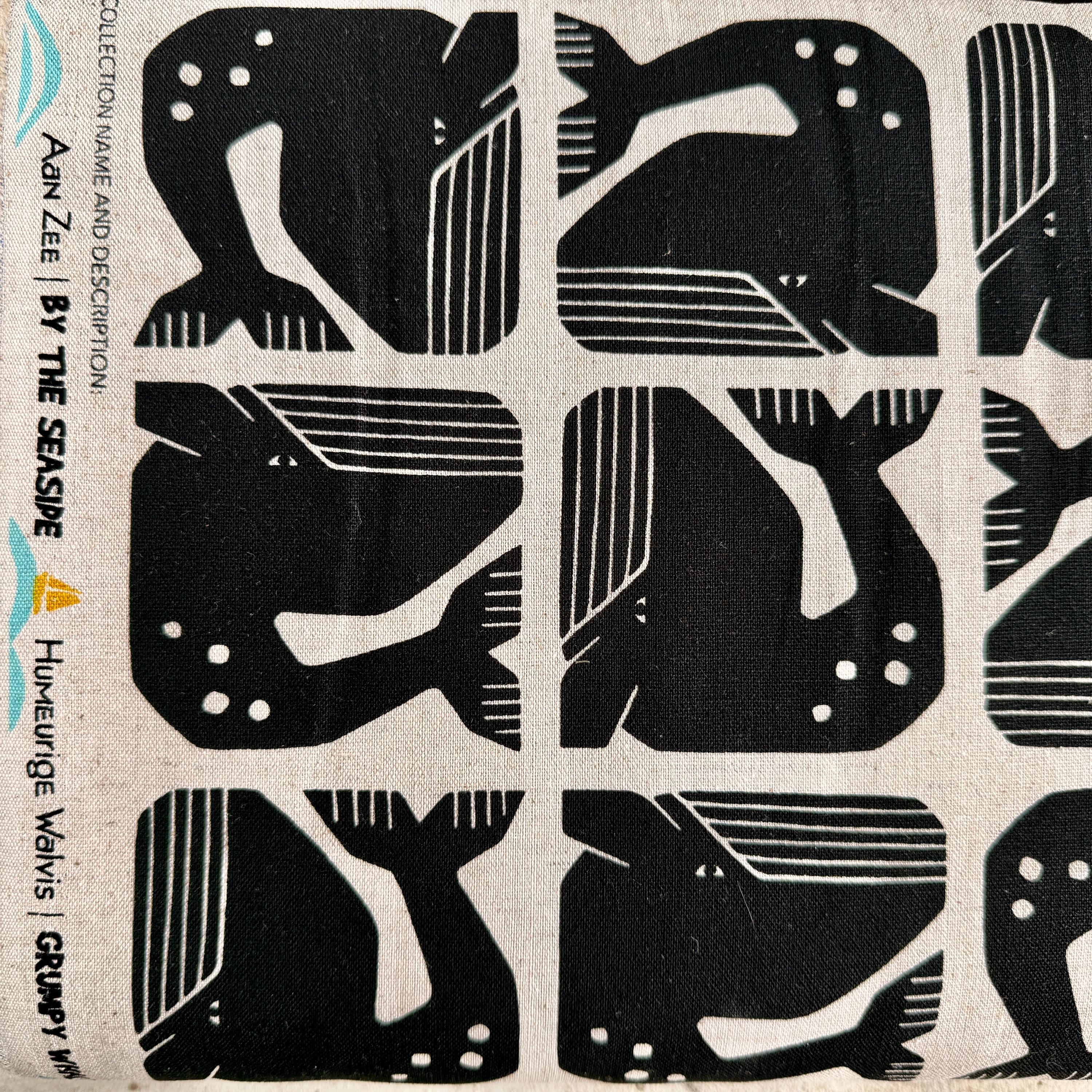 By the Seaside II-Grumpy Whale-Night Sky Unbleached Canvas-Loes Van Oosten-Cotton Steel