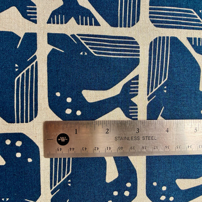 By the Seaside II-Grumpy Whale-Navy Unbleached Canvas-Loes Van Oosten-Cotton Steel