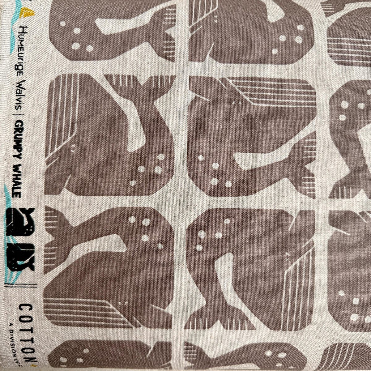 By the Seaside II-Grumpy Whale-Dark Gray Unbleached Canvas-Loes Van Oosten-Cotton Steel