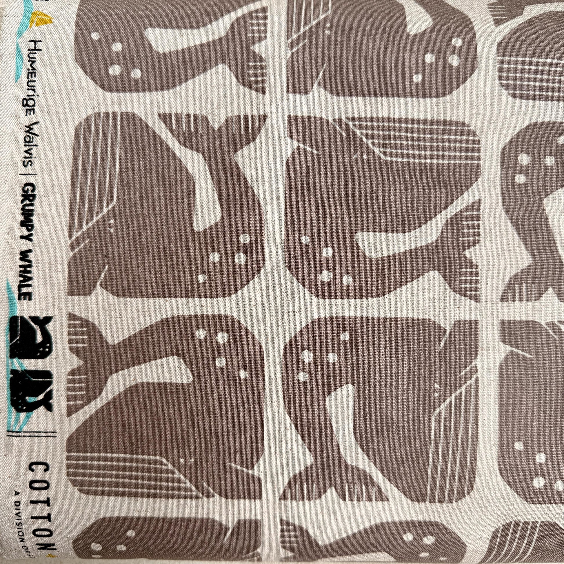 By the Seaside II-Grumpy Whale-Dark Gray Unbleached Canvas-Loes Van Oosten-Cotton Steel