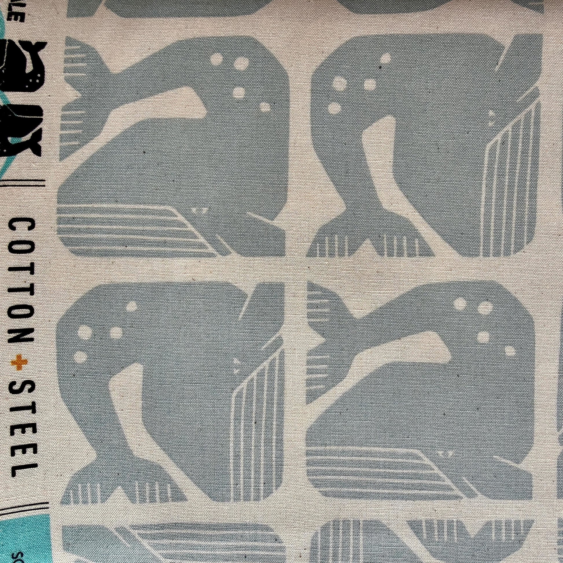 By the Seaside II-Grumpy Whale-Sky Blue Unbleached Quilting Cotton-Loes Van Oosten-Cotton Steel