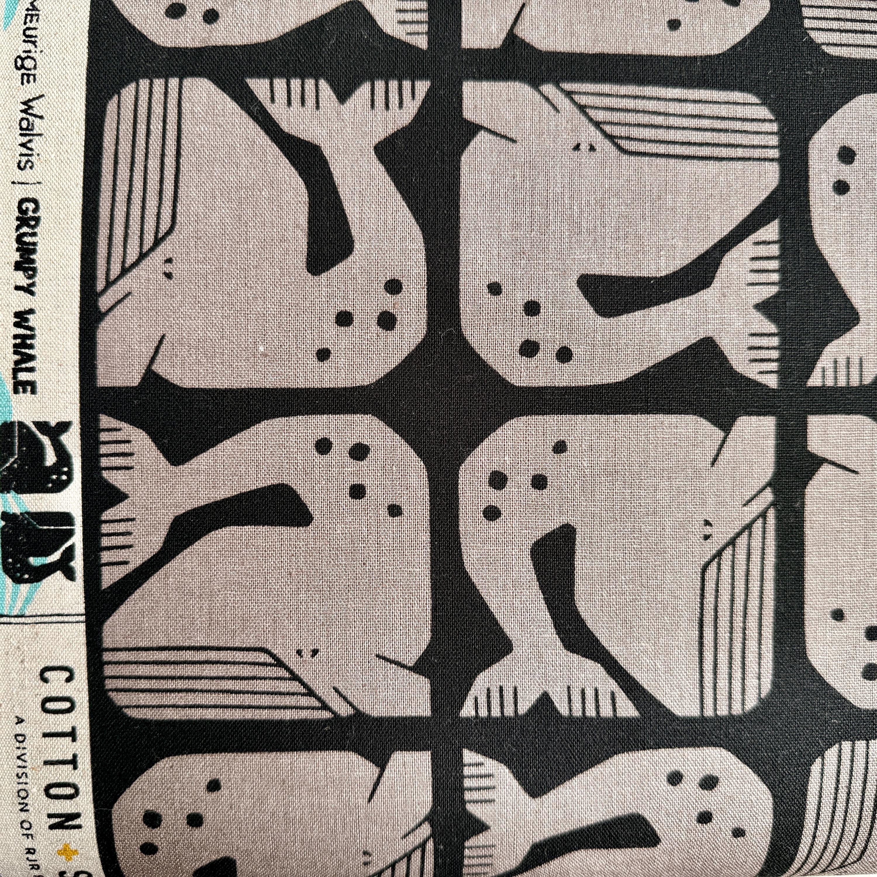 By the Seaside II -Grumpy Whale-Black Unbleached Canvas-Loes Van Oosten-Cotton Steel