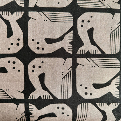 By the Seaside II -Grumpy Whale-Black Unbleached Canvas-Loes Van Oosten-Cotton Steel