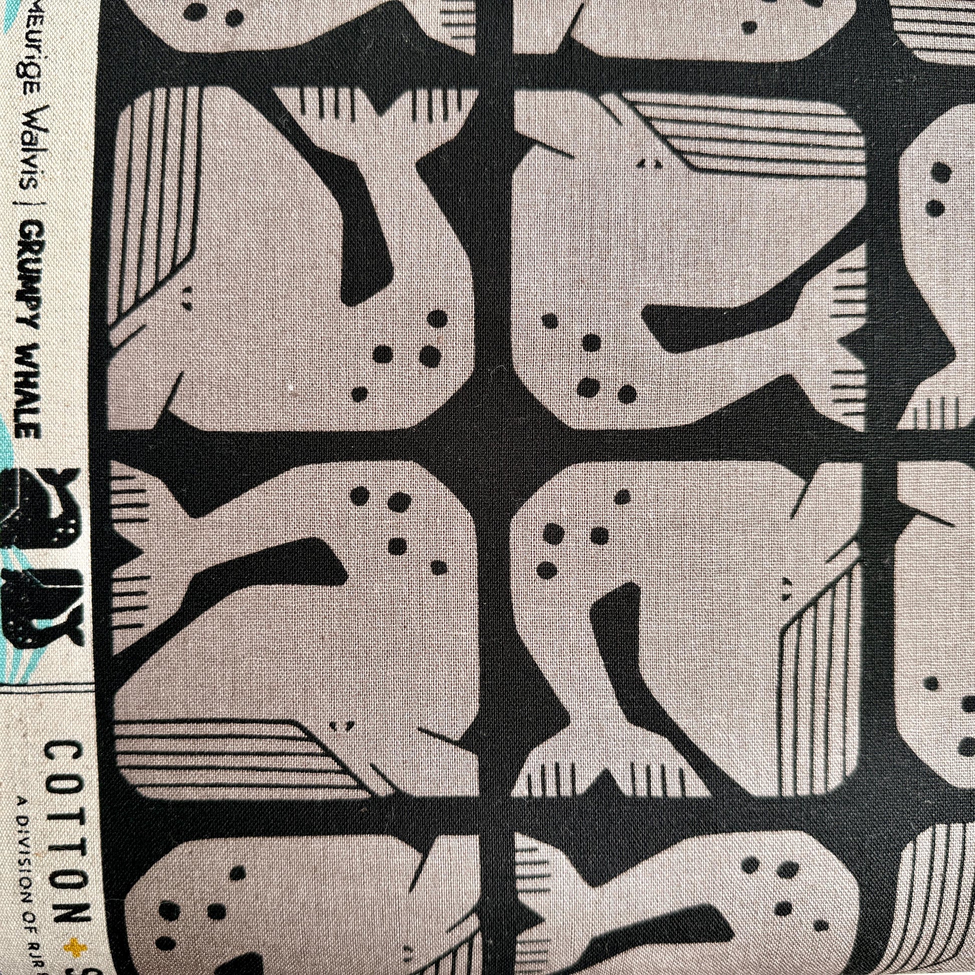 By the Seaside II -Grumpy Whale-Black Unbleached Canvas-Loes Van Oosten-Cotton Steel
