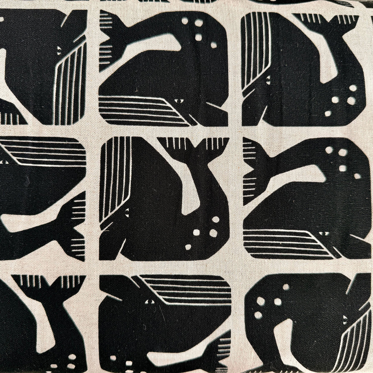 By the Seaside II-Grumpy Whale-Night Sky Unbleached Canvas-Loes Van Oosten-Cotton Steel