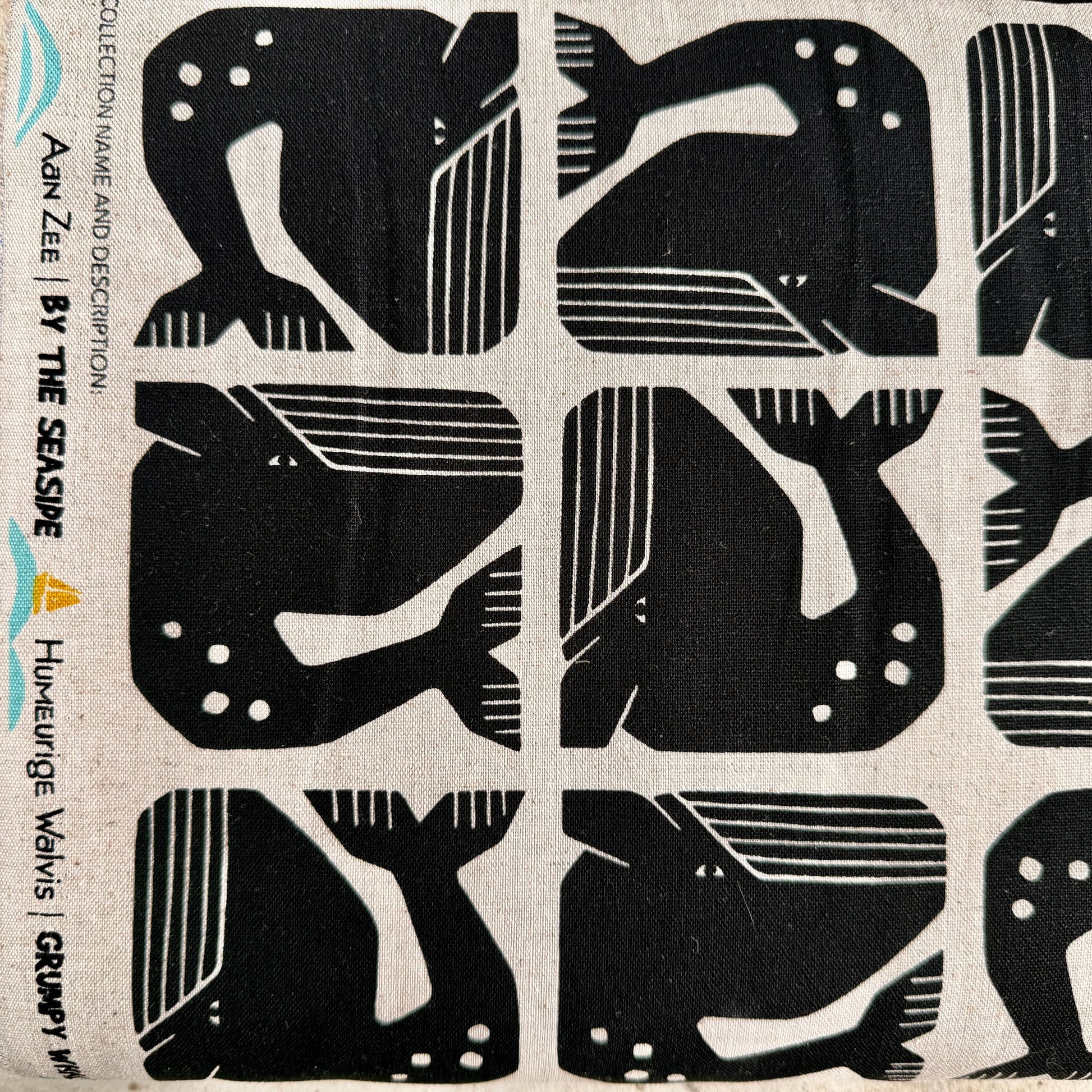 By the Seaside II-Grumpy Whale-Night Sky Unbleached Canvas-Loes Van Oosten-Cotton Steel