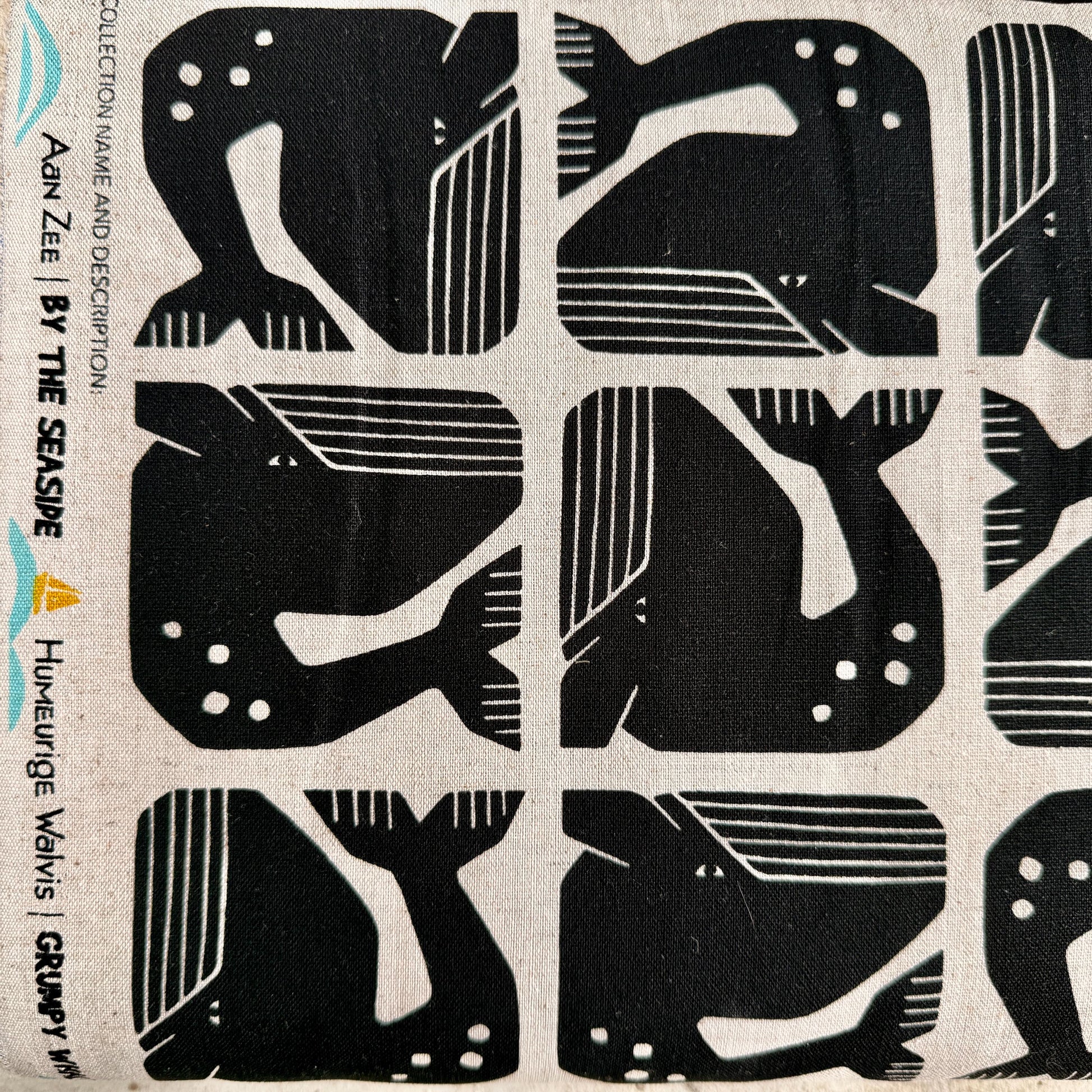 By the Seaside II-Grumpy Whale-Night Sky Unbleached Canvas-Loes Van Oosten-Cotton Steel