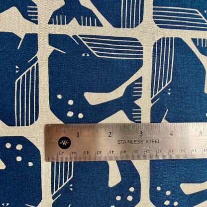 By the Seaside II-Grumpy Whale-Navy Unbleached Canvas-Loes Van Oosten-Cotton Steel