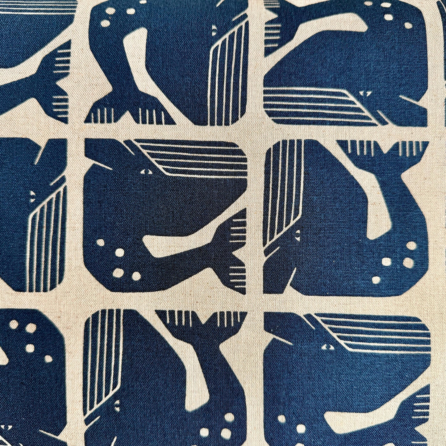 By the Seaside II-Grumpy Whale-Navy Unbleached Canvas-Loes Van Oosten-Cotton Steel