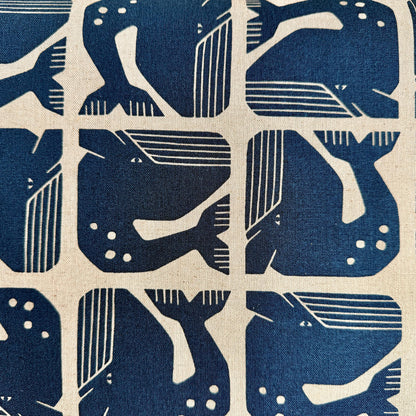 By the Seaside II-Grumpy Whale-Navy Unbleached Canvas-Loes Van Oosten-Cotton Steel