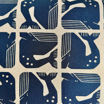 By the Seaside II-Grumpy Whale-Navy Unbleached Canvas-Loes Van Oosten-Cotton Steel