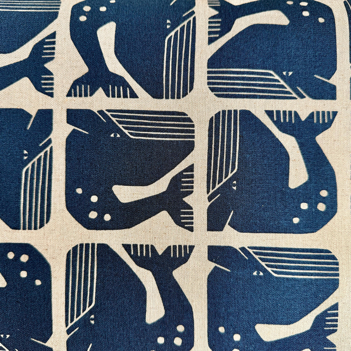 By the Seaside II-Grumpy Whale-Navy Unbleached Canvas-Loes Van Oosten-Cotton Steel