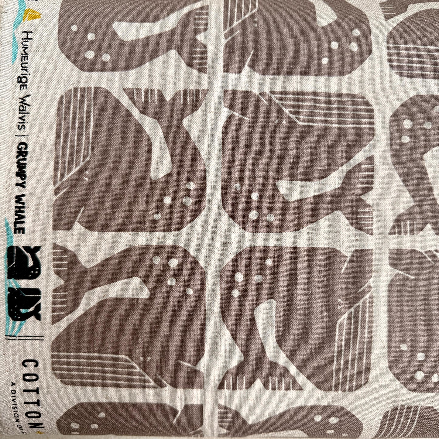 By the Seaside II-Grumpy Whale-Dark Gray Unbleached Canvas-Loes Van Oosten-Cotton Steel