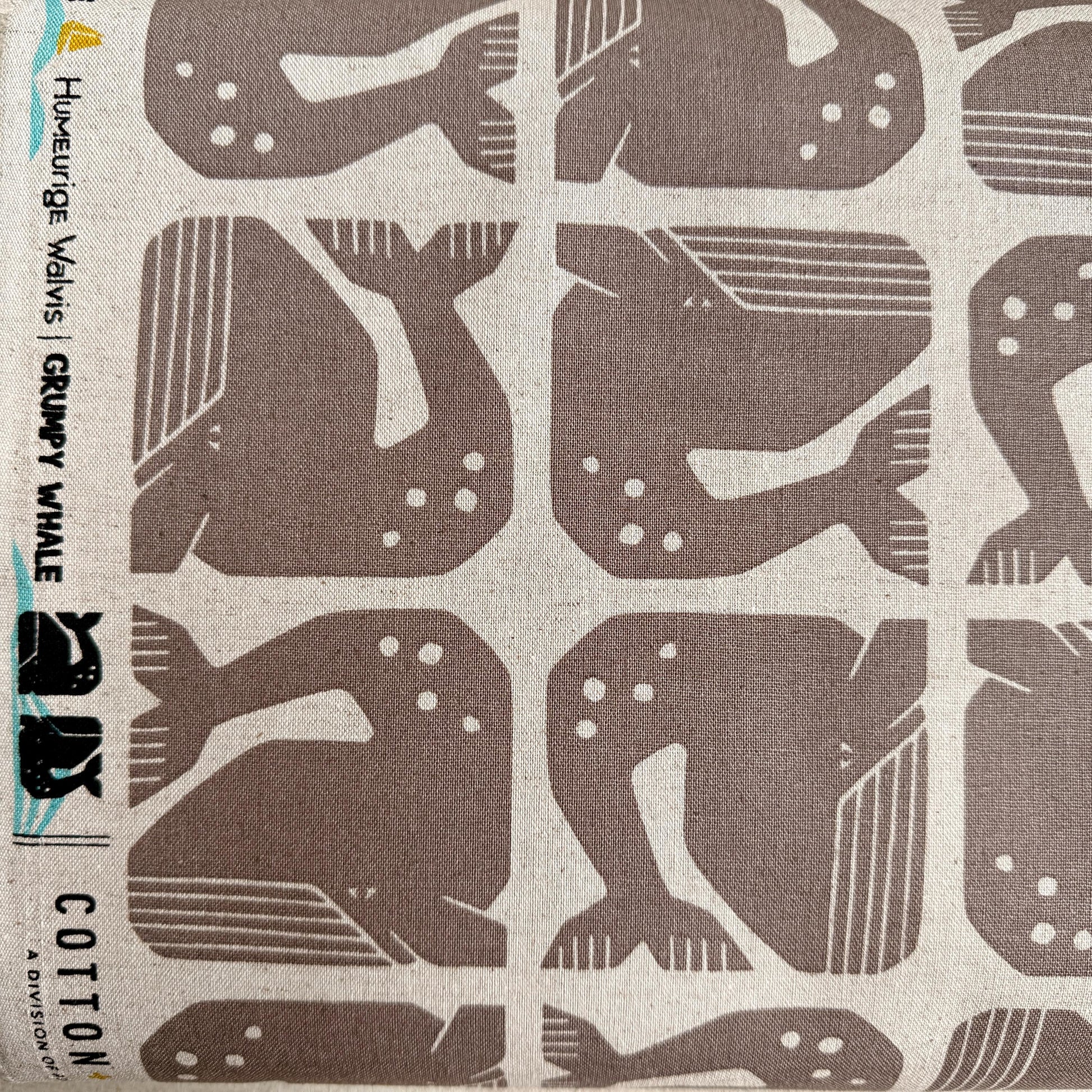 By the Seaside II-Grumpy Whale-Dark Gray Unbleached Canvas-Loes Van Oosten-Cotton Steel