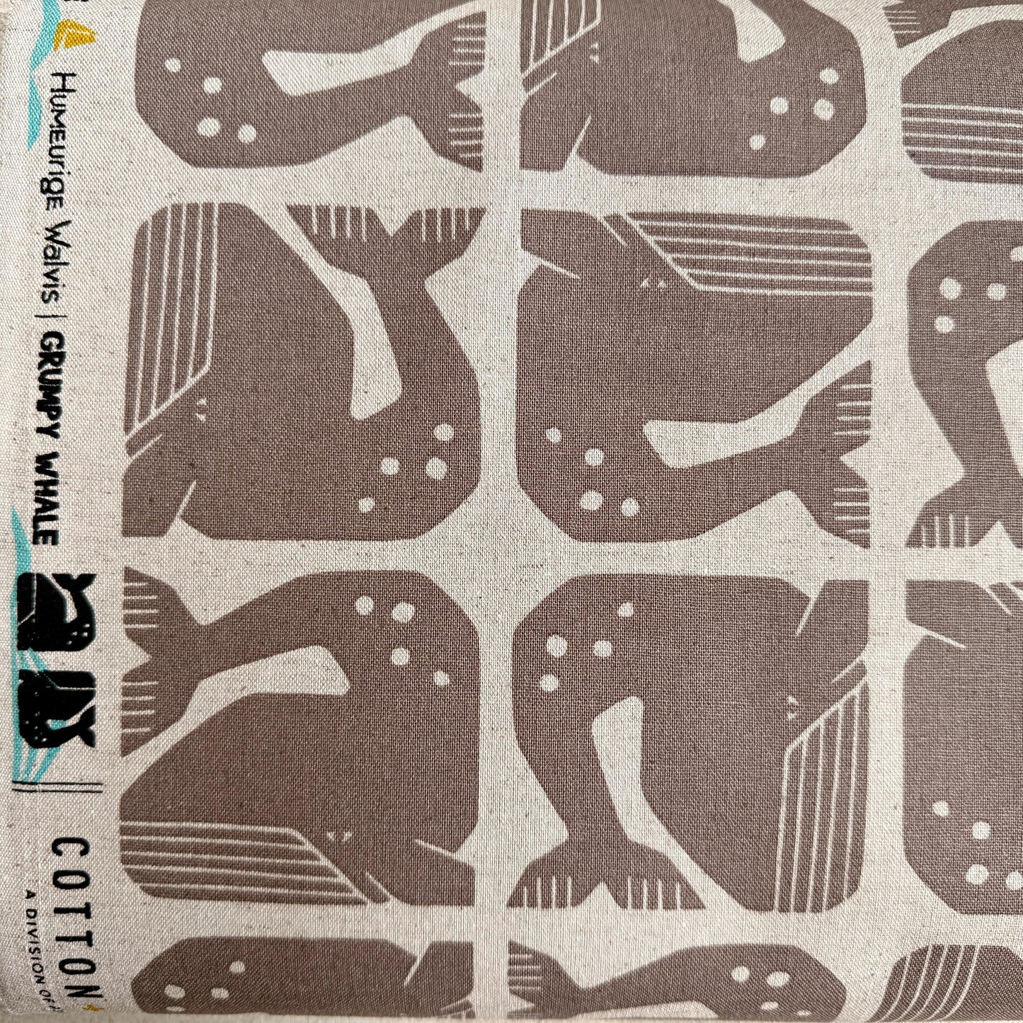 By the Seaside II-Grumpy Whale-Dark Gray Unbleached Canvas-Loes Van Oosten-Cotton Steel