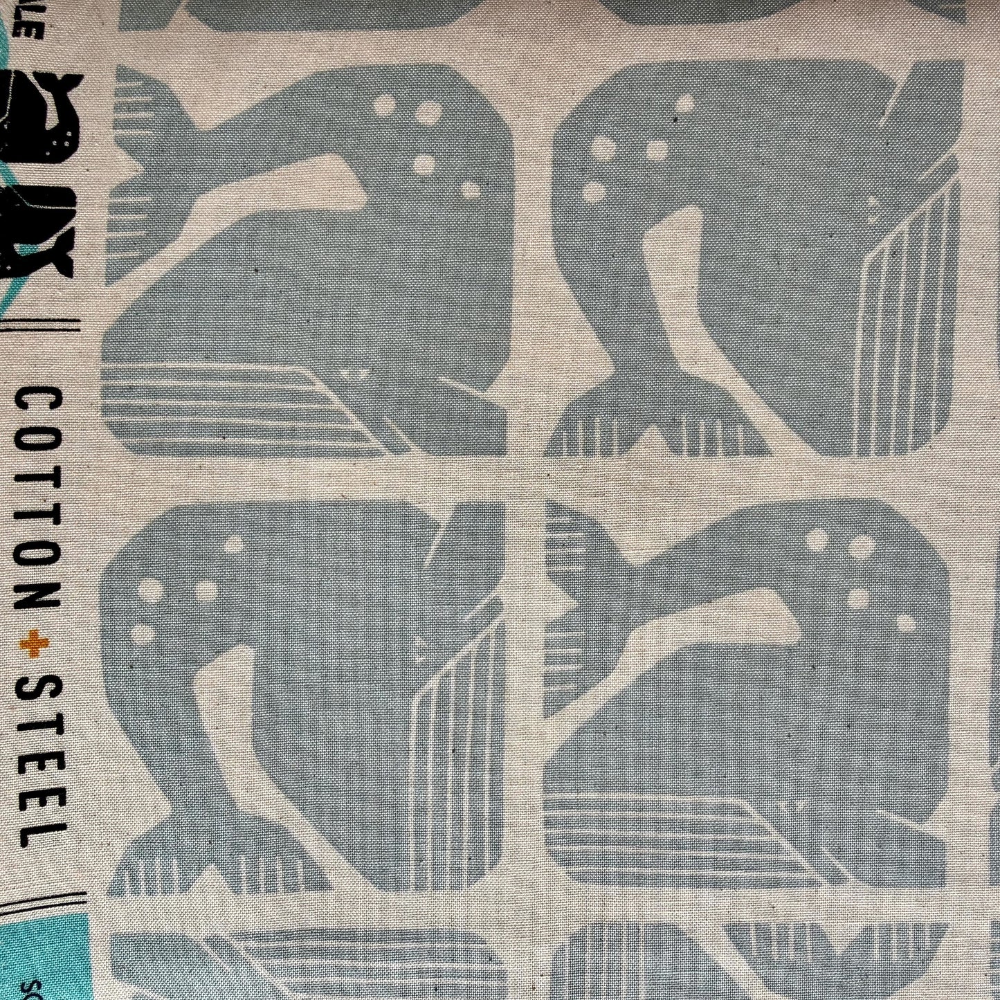 By the Seaside II-Grumpy Whale-Sky Blue Unbleached Quilting Cotton-Loes Van Oosten-Cotton Steel