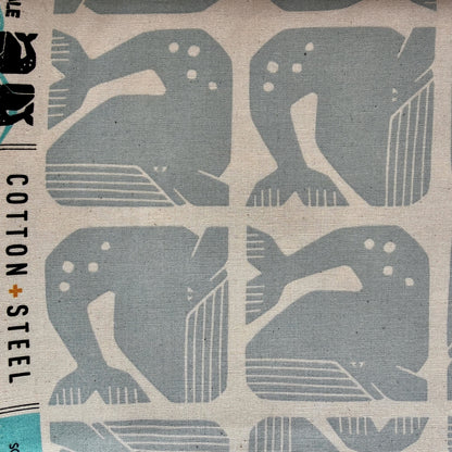 By the Seaside II-Grumpy Whale-Sky Blue Unbleached Quilting Cotton-Loes Van Oosten-Cotton Steel