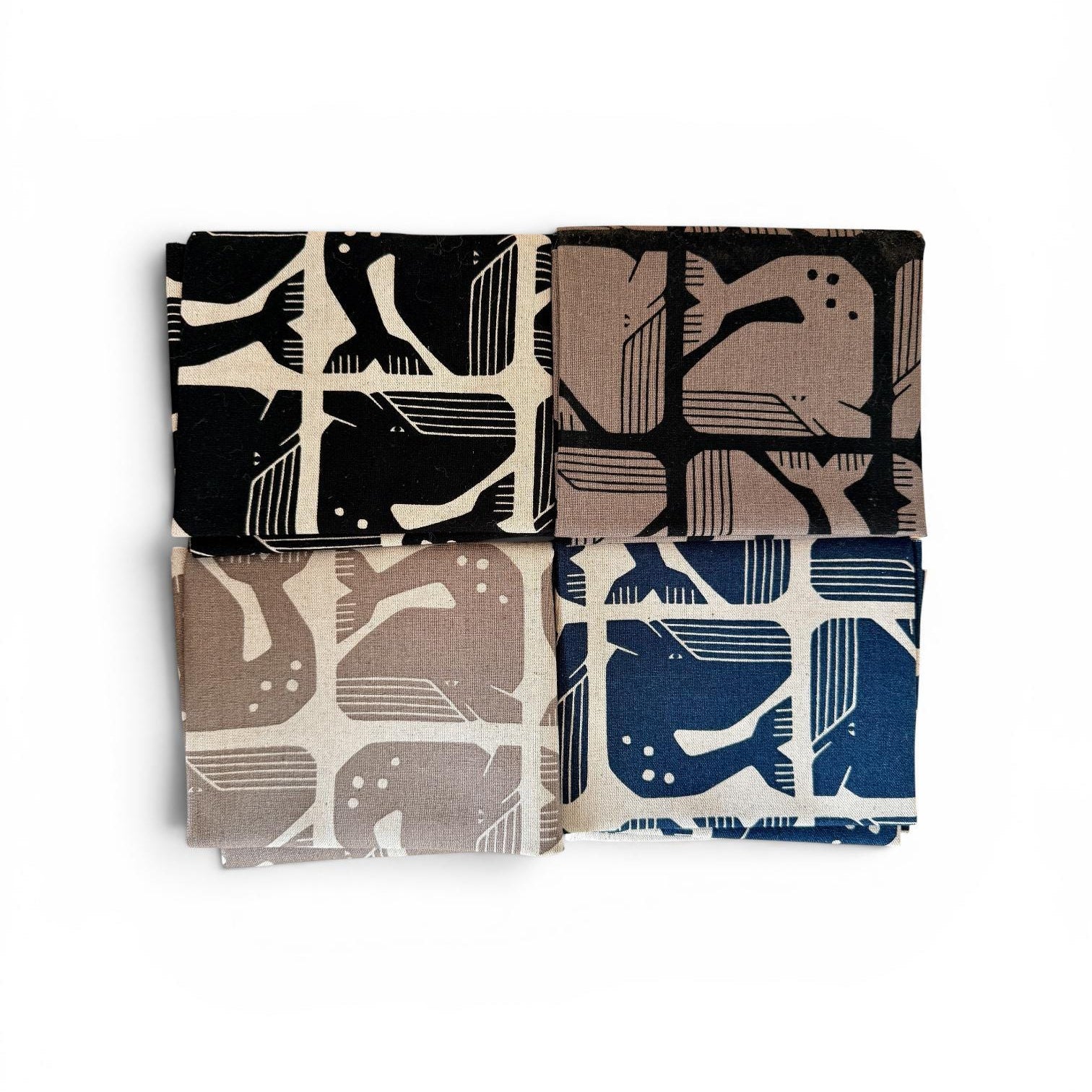 By the Seaside-Sunshine Grumpy Whales Unbleached Canvas Quilting Cotton Fat Quarter Bundle (10)-Loes Van Oosten-Cotton Steel