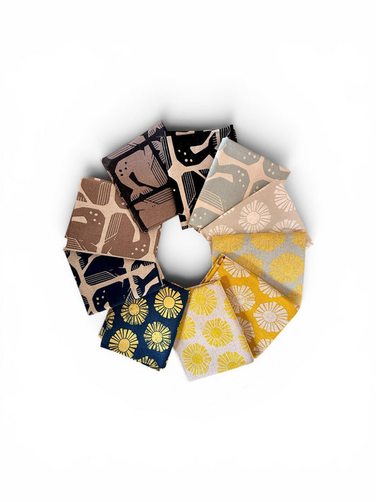 By the Seaside-Sunshine Grumpy Whales Unbleached Canvas Quilting Cotton Fat Quarter Bundle (10)-Loes Van Oosten-Cotton Steel