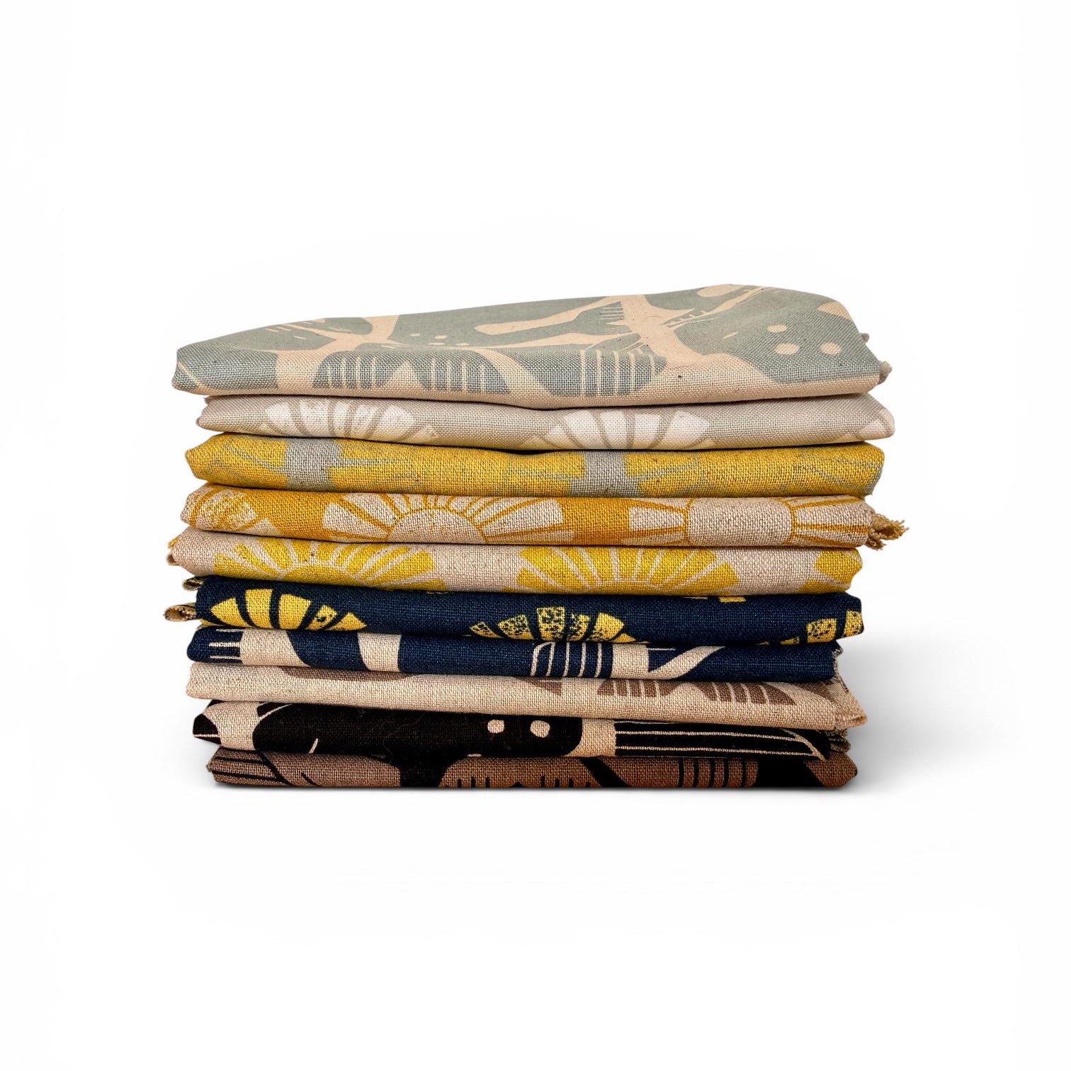 By the Seaside-Sunshine Grumpy Whales Unbleached Canvas Quilting Cotton Fat Quarter Bundle (10)-Loes Van Oosten-Cotton Steel