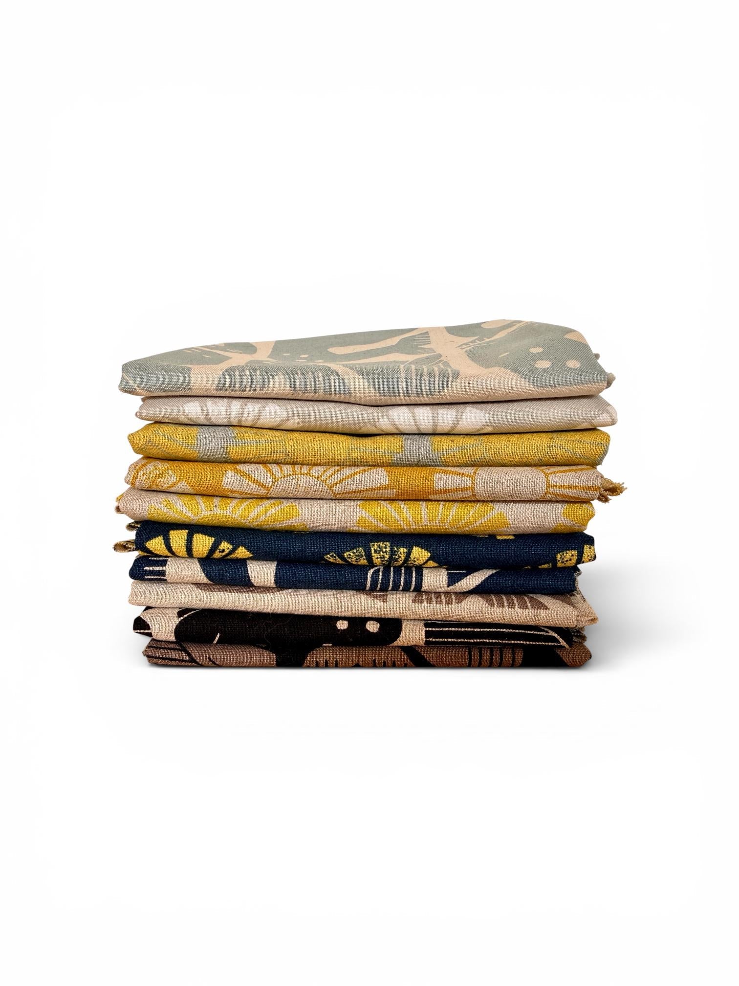 By the Seaside-Sunshine Grumpy Whales Unbleached Canvas Quilting Cotton Fat Quarter Bundle (10)-Loes Van Oosten-Cotton Steel