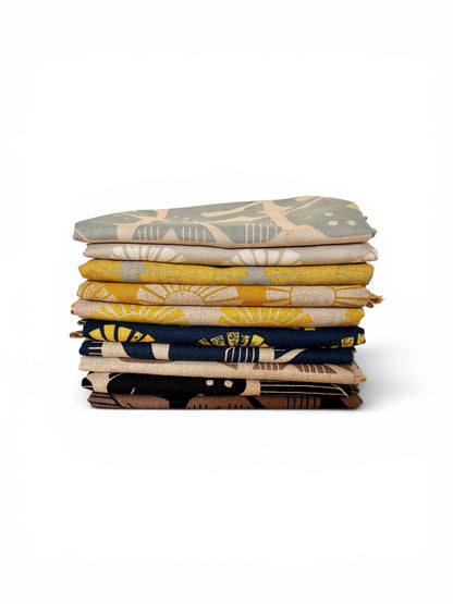 By the Seaside-Sunshine Grumpy Whales Unbleached Canvas Quilting Cotton Fat Quarter Bundle (10)-Loes Van Oosten-Cotton Steel
