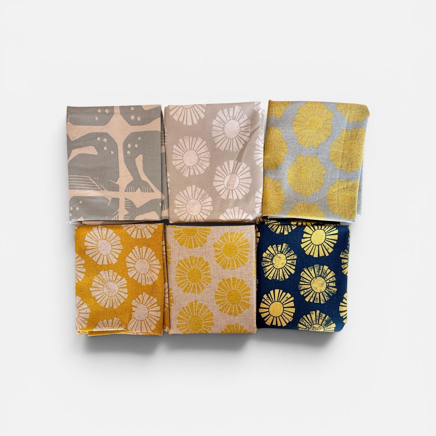 By the Seaside-Sunshine Grumpy Whales Unbleached Canvas Quilting Cotton Fat Quarter Bundle (10)-Loes Van Oosten-Cotton Steel