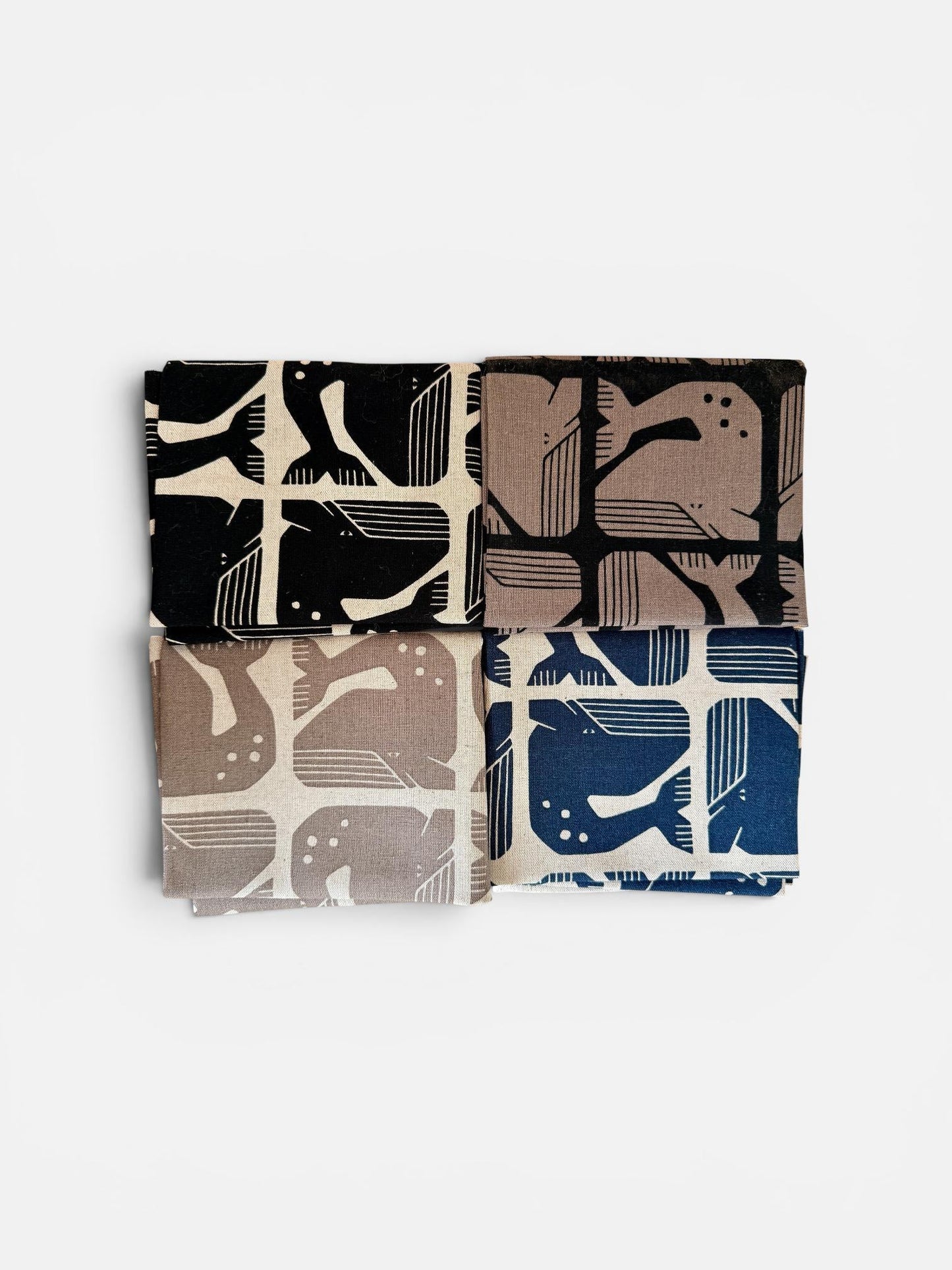 By the Seaside-Sunshine Grumpy Whales Unbleached Canvas Quilting Cotton Fat Quarter Bundle (10)-Loes Van Oosten-Cotton Steel