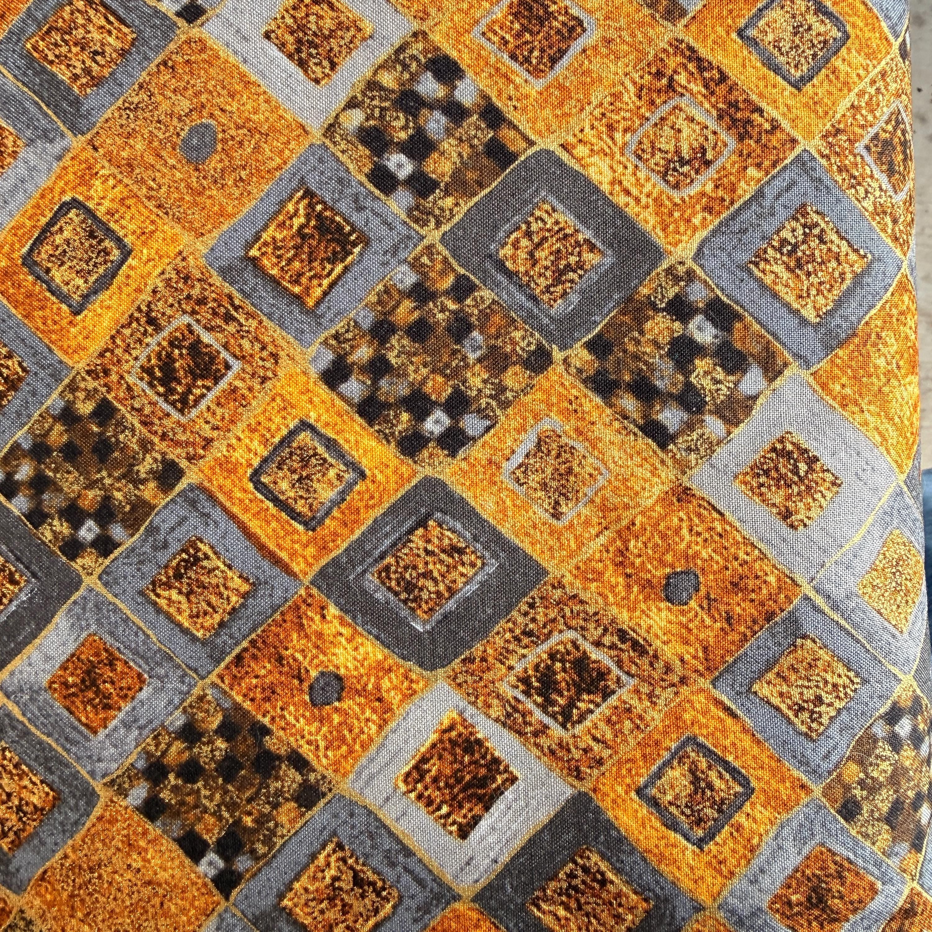 Gustav Klimt Squares & Diamonds Gold Metallic Quilting Cotton Fabric by Robert Kaufman – SRKM-17184-133