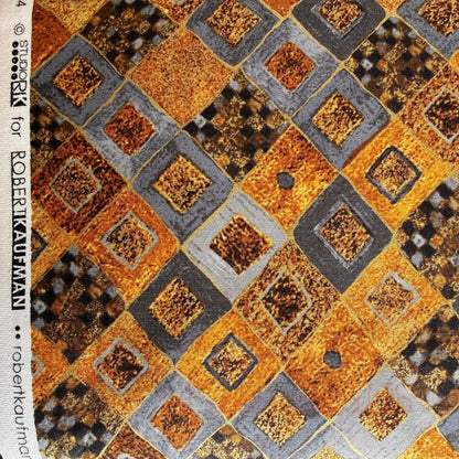 Gustav Klimt Squares & Diamonds Gold Metallic Quilting Cotton Fabric by Robert Kaufman – SRKM-17184-133