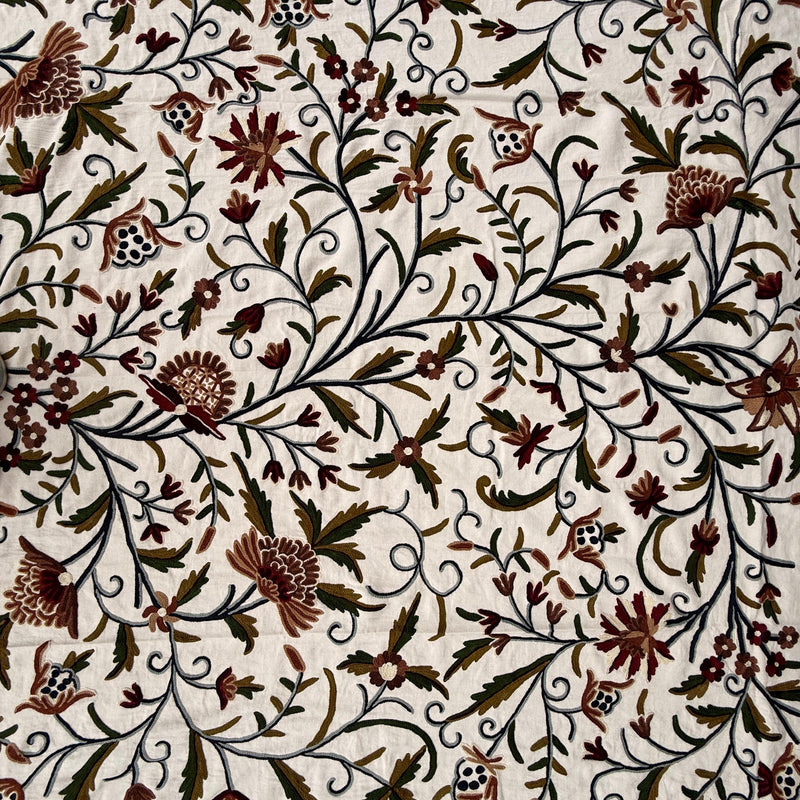 Crewel Hand Embroidered Fabric-Kashmir Crewel-Cotton Base-Myth D/7 Multi Color