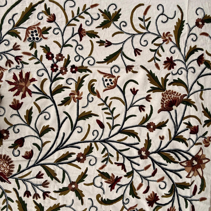 Crewel Hand Embroidered Fabric-Kashmir Crewel-Cotton Base-Myth D/7 Multi Color