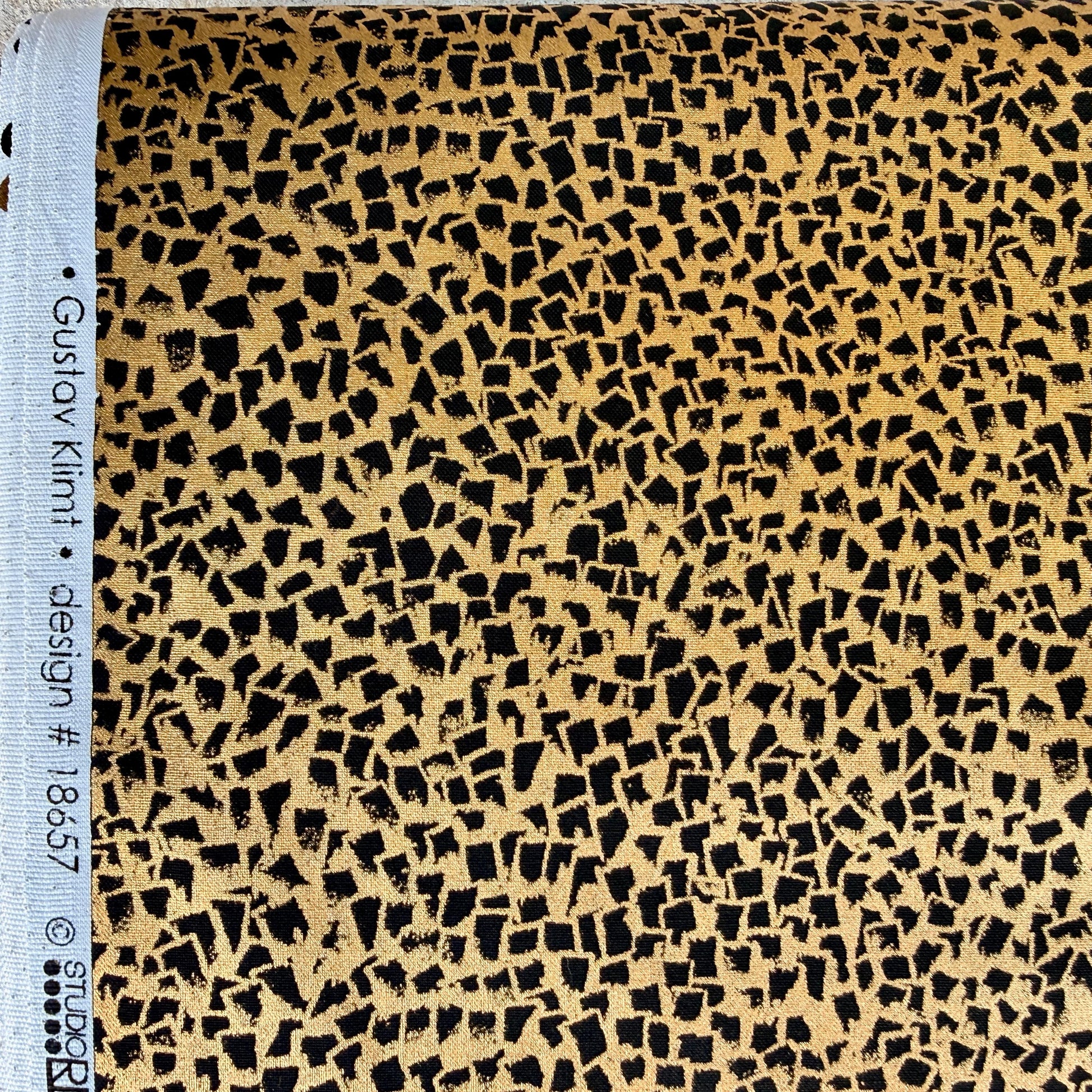 Robert Kaufman-Gustav Klimt-Metallic Gold Brushstrokes-Black -SRKM-18657-2