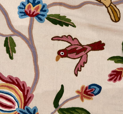 Crewel Hand Embroidered Fabric-Kashmir Crewel-Cotton Base-Flying Horse