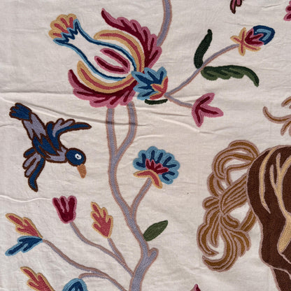 Crewel Hand Embroidered Fabric-Kashmir Crewel-Cotton Base-Flying Horse
