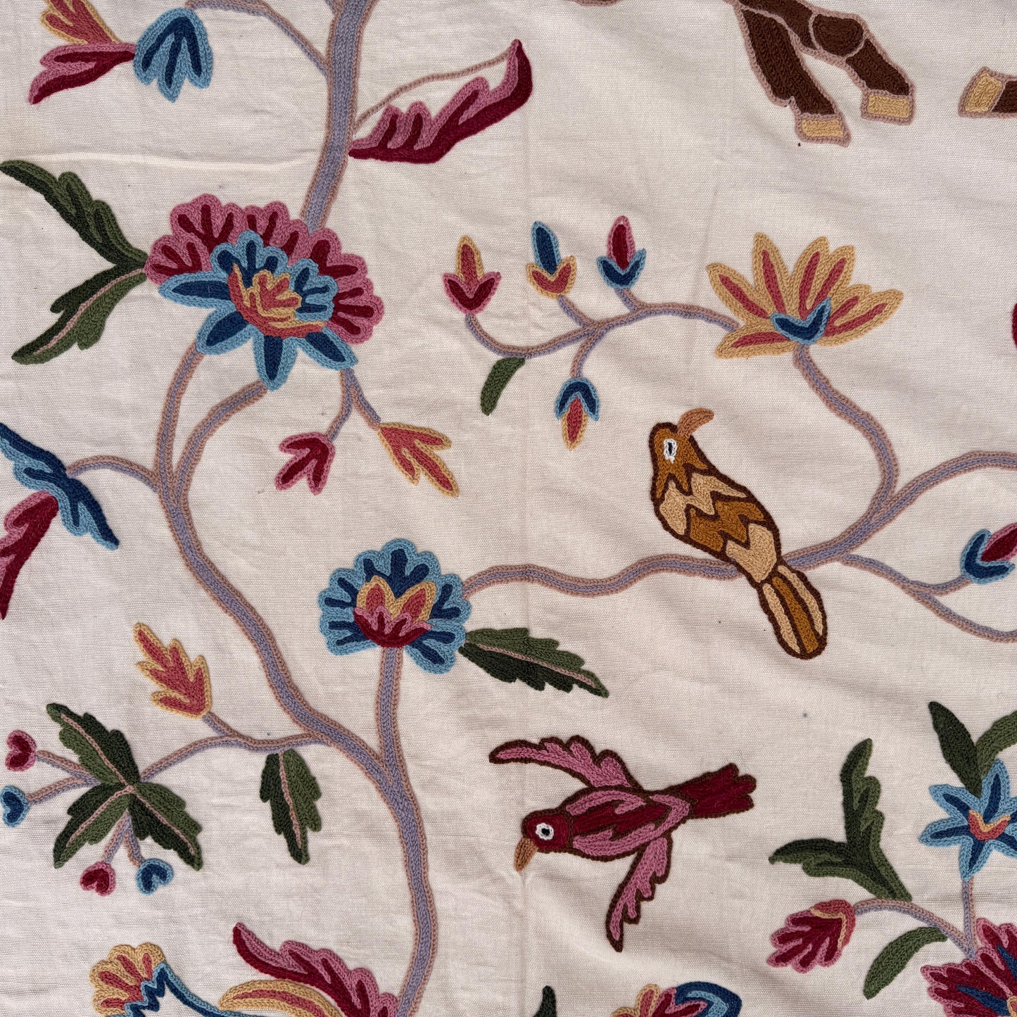 Crewel Hand Embroidered Fabric-Kashmir Crewel-Cotton Base-Flying Horse