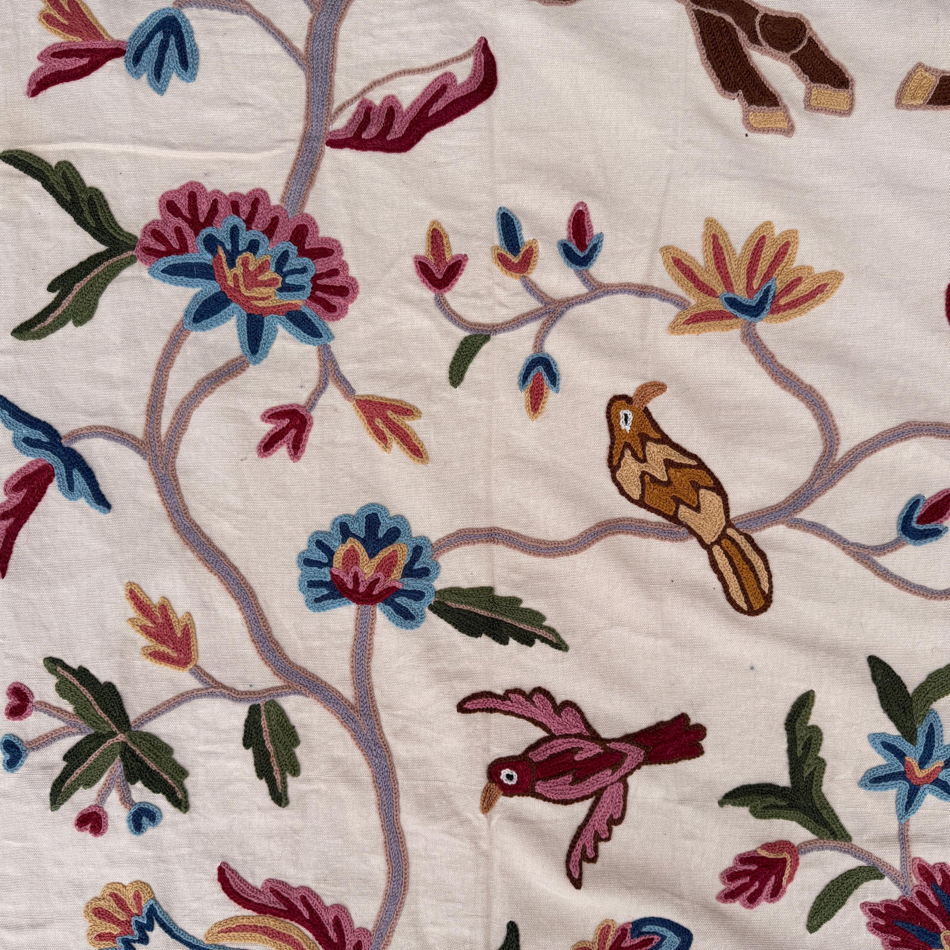 Crewel Hand Embroidered Fabric-Kashmir Crewel-Cotton Base-Flying Horse