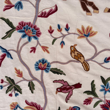 Crewel Hand Embroidered Fabric-Kashmir Crewel-Cotton Base-Flying Horse