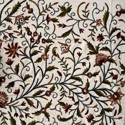 Crewel Hand Embroidered Fabric-Kashmir Crewel-Cotton Base-Myth D/7 Multi Color