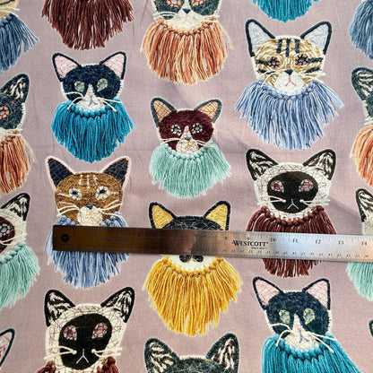Cat Fabric - Funny Cats - Kokka - Kari Ishikawa - Japanese Quilting Cotton Fabric - EGX-9900-1A