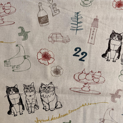 Cat Fabric - Kokka - Hayu- Japanese Quilting Cotton Fabric - EGX-7719-1A