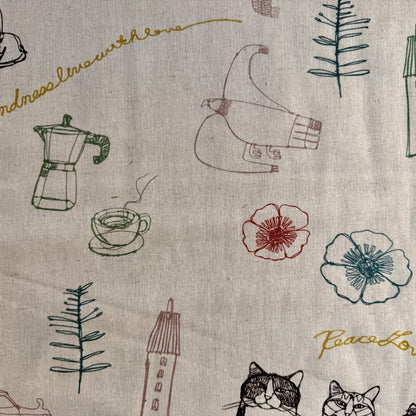 Cat Fabric - Kokka - Hayu- Japanese Quilting Cotton Fabric - EGX-7719-1A