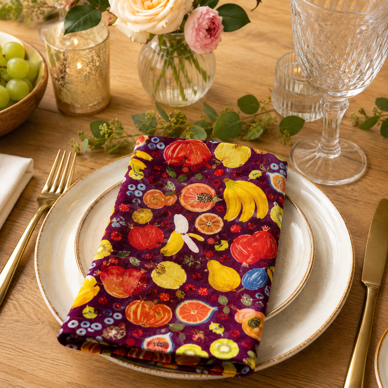 Orchard-Fruit Stand-Burgundy Fabric-Rifle Paper Co