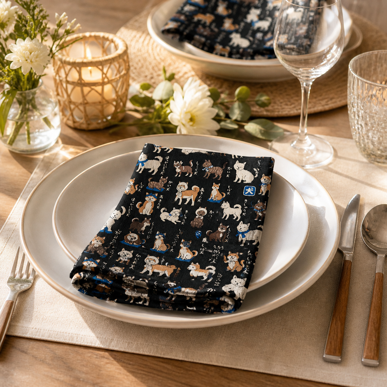 Dog Oxford Fabric-Kokka Fabric-Japanese Textile