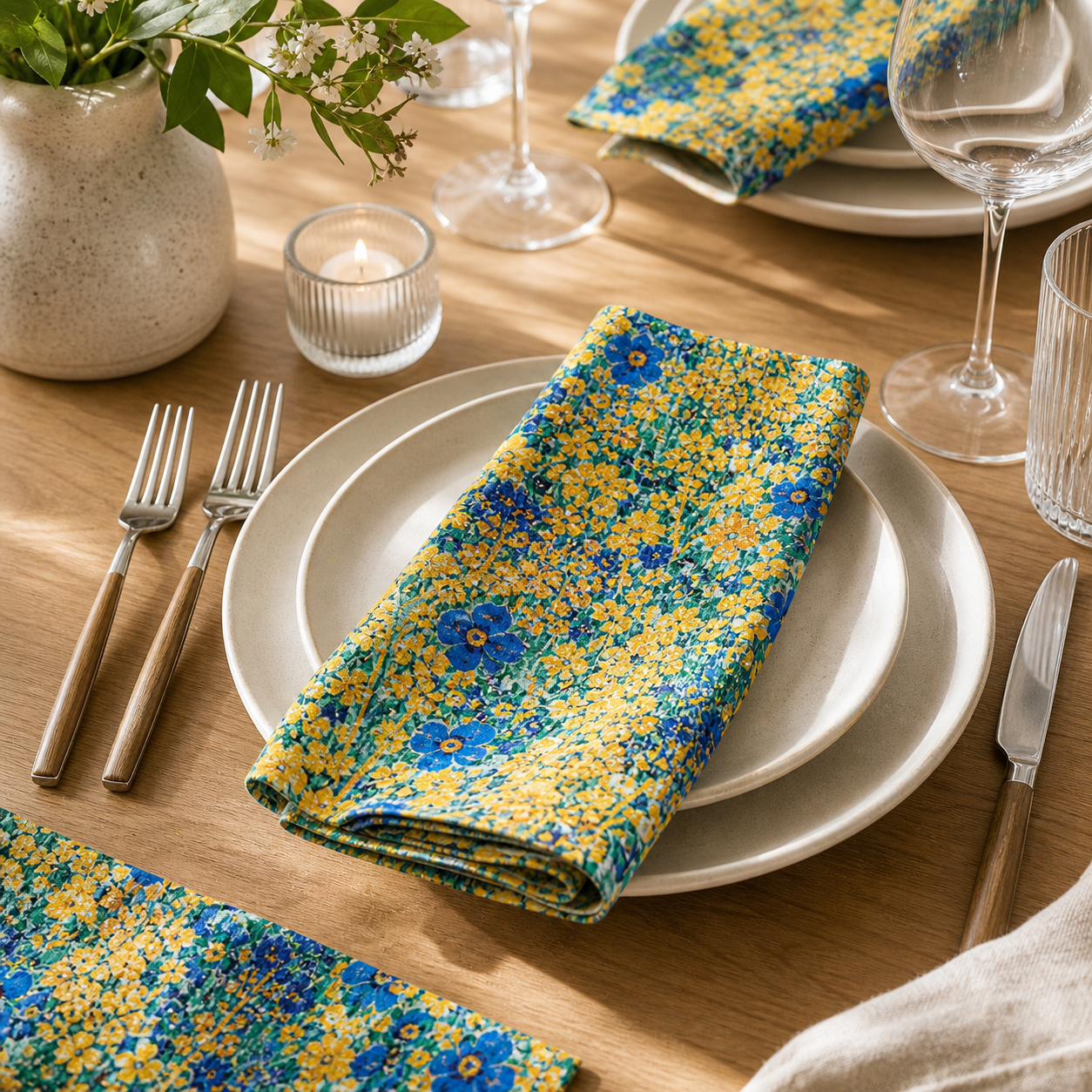 Gustav Klimt-Cobalt Gold Triangles-Robert Kaufman-Quilting Cotton Fabric