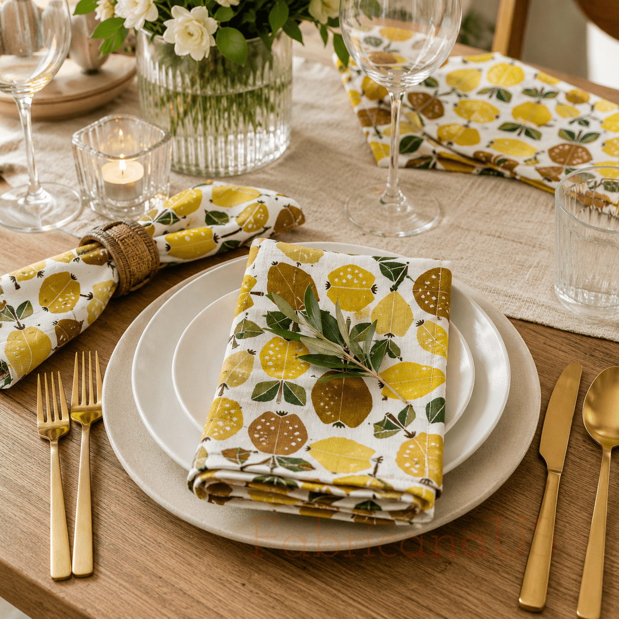 Under the Apple Tree-Orchard Golden Fabric-Loes Van Oosten