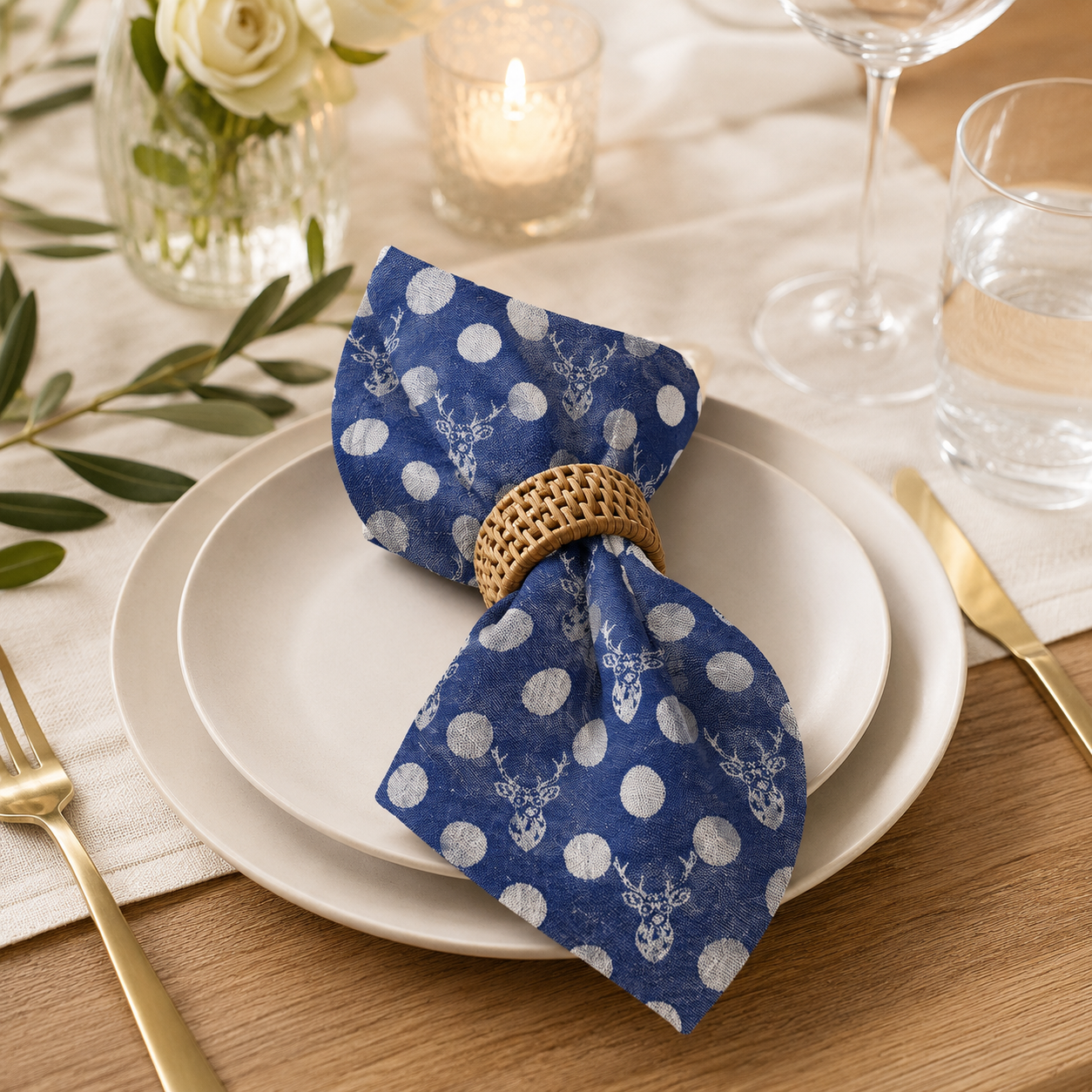 Kokka-Kokka Echino-Buck Fabric-Japanese Fabric-Jacquard-Reversible Cotton Fabric-EKX-97070